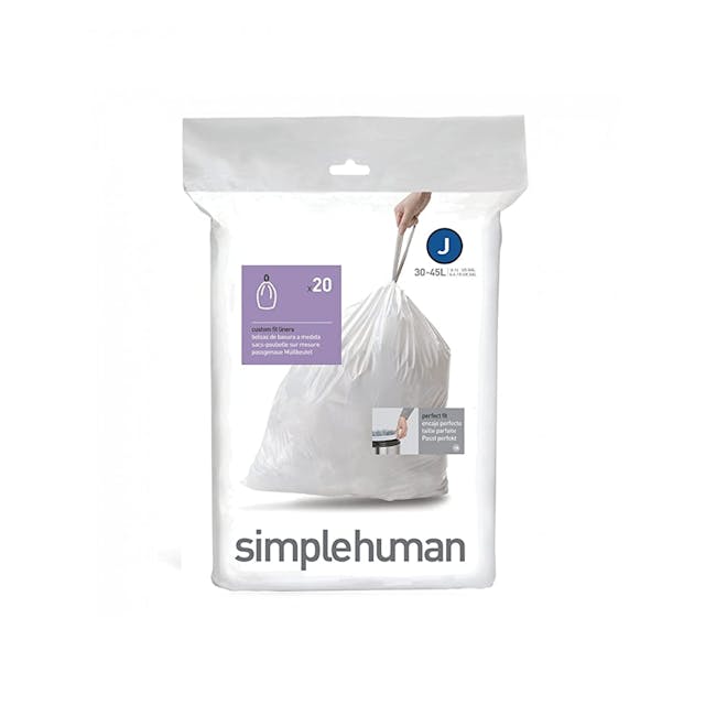 simplehuman Perfect Fit Liner 30L to 45L - J - 1 - custom fit liners, 20 liners included, 30-45L capacity, perfect fit