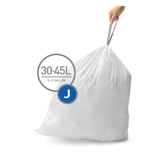 simplehuman Perfect Fit Liner 30L to 45L - J - 2 - 30-45L, 8-12Gallon, 8-12 Gallon Bag, 30-45L Bag, 8-12 Gallon Capacity