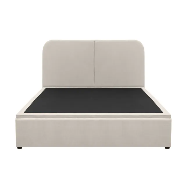Nolan Queen Storage Bed - Oatmeal - 4 - Modern minimalist sofa, sleek design, neutral color palette, comfortable seating