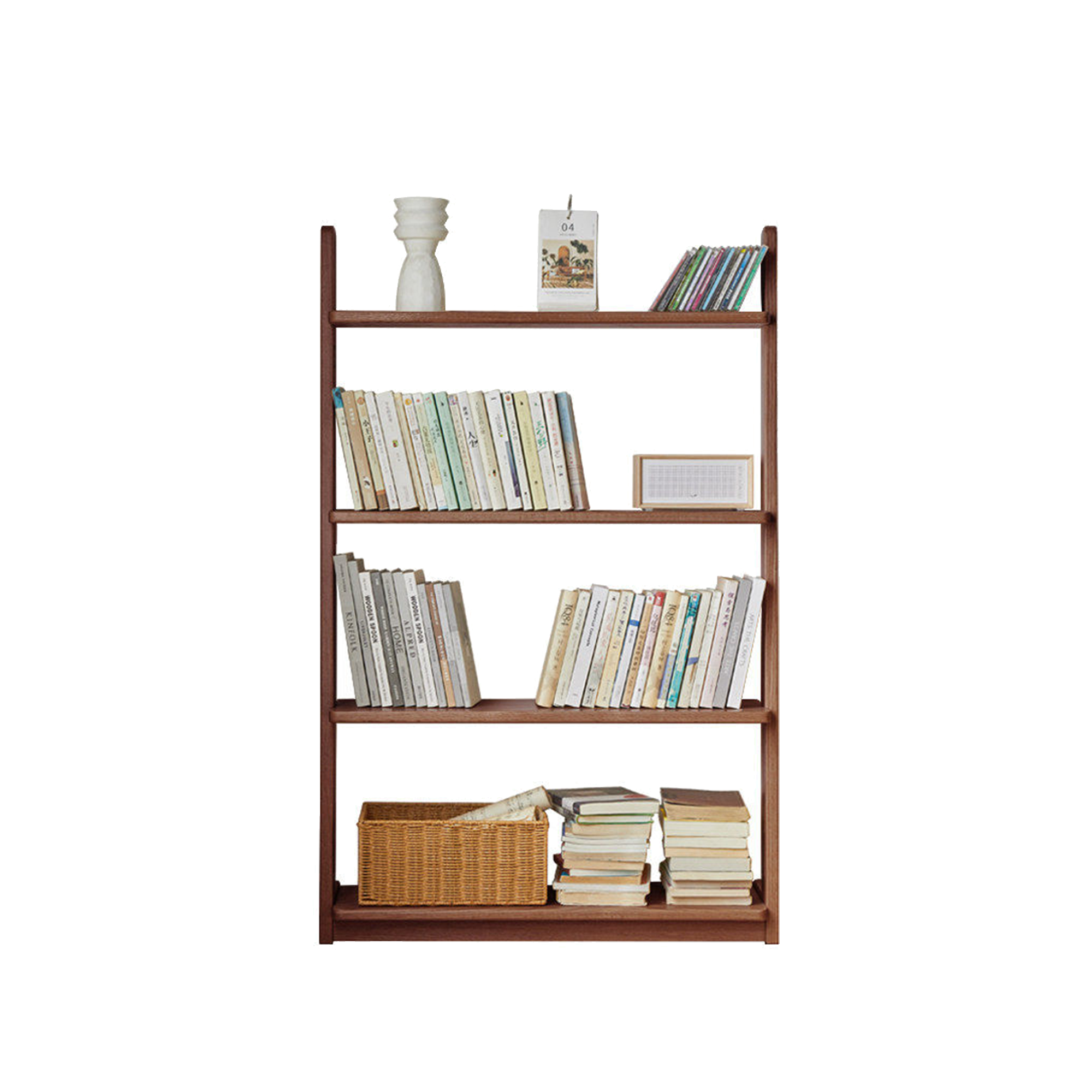 Hibana Leaning Display Bookshelf 0.8m - Walnut