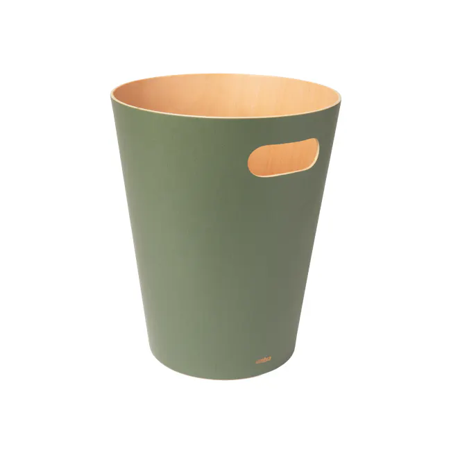 Woodrow Can - Natural, Spruce - 1 - Green, cylindrical, hollow, wooden, handle, edge, smooth, matte finish, minimalist