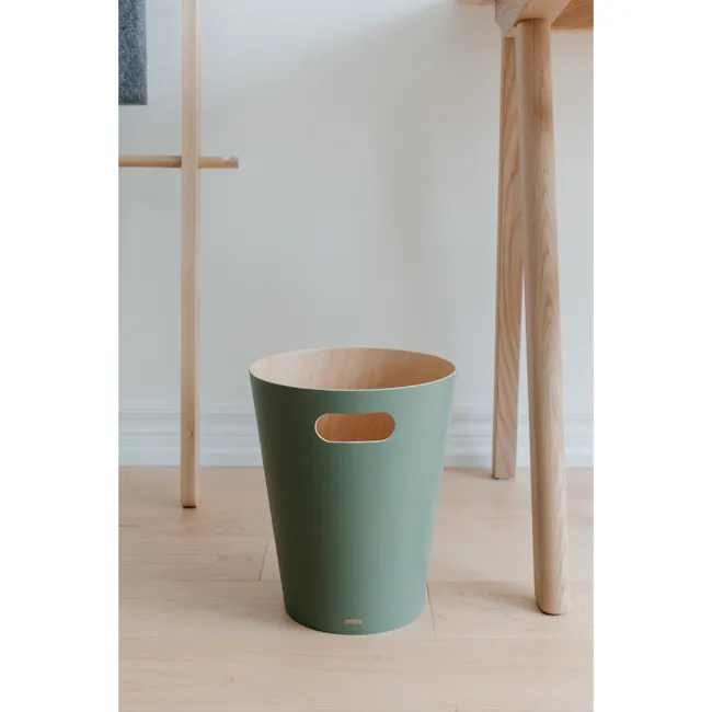 Woodrow Can - Natural, Spruce - 2 - Wooden stool, light green color, minimalist design, natural wood grain, wooden legs