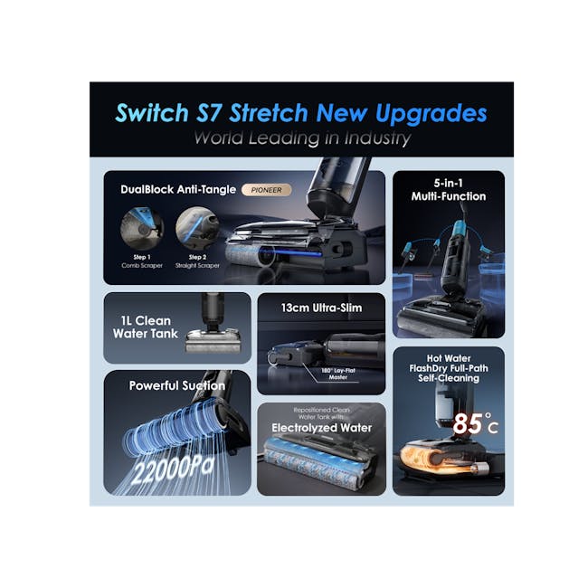 Tineco Floor One Switch S7 Stretch Smart 5-in-1 Multi-Function Wet Dry Vacuum Cleaner *Free 6 x Cleaning Solution* - 3