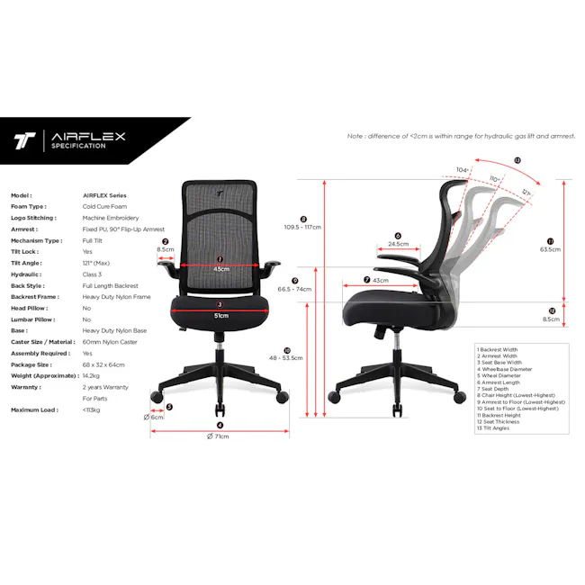 TT Aeroflex Ergochair - Navy Blue - 9