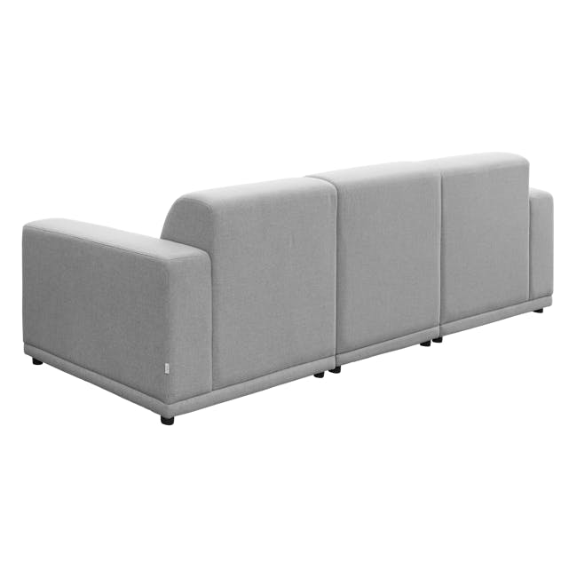 Milan 4 Seater Sofa with Ottoman - Slate (Fabric) - 5 - Modern sectional sofa, minimalist design, light gray fabric