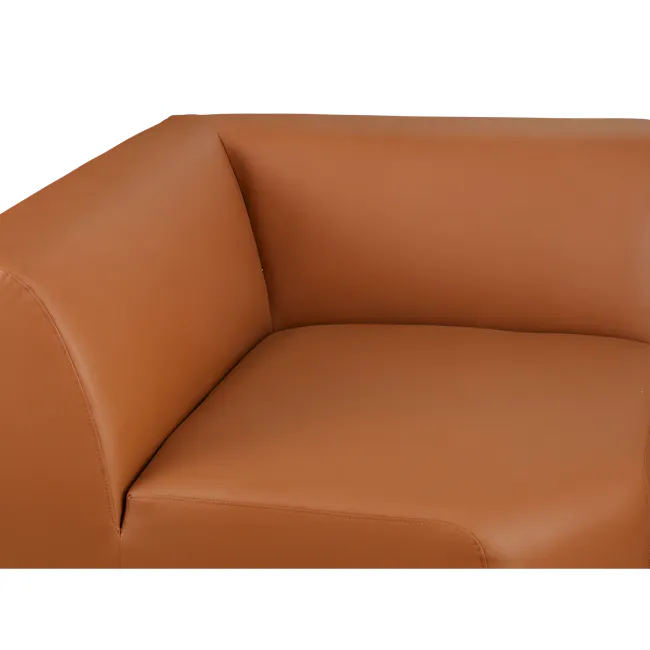 Milan Corner Unit - Terracotta (Faux Leather) - 2 - Brown leather sofa, smooth surface, high back, curved design, cushioned