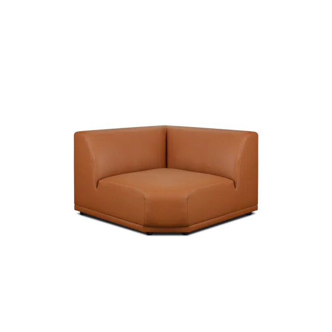 Milan Corner Unit - Terracotta (Faux Leather) - 1 - Lime green leather sofa, modern design, comfortable seating, stylish