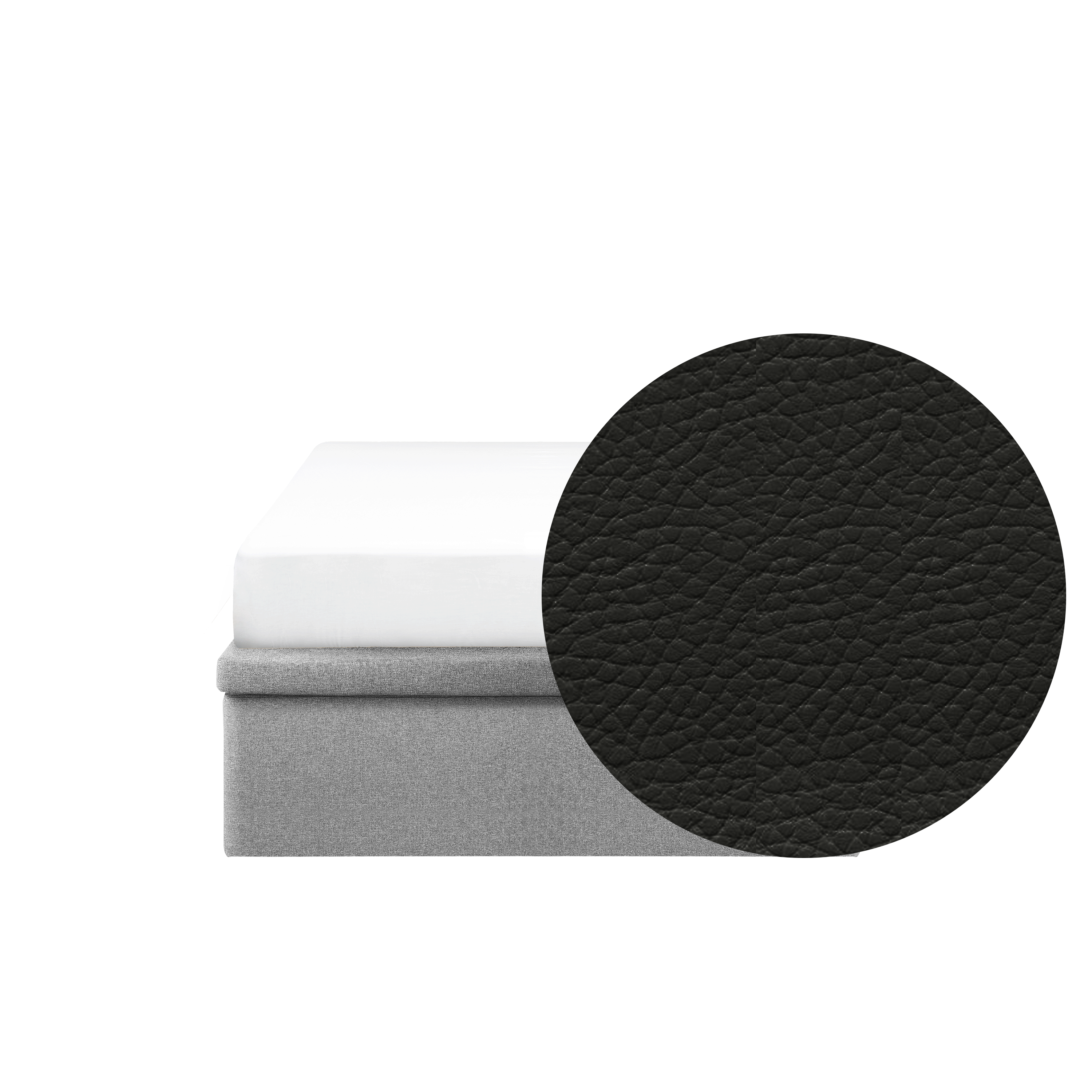 ESSENTIALS Single Storage Bed - Coal (Faux leather)