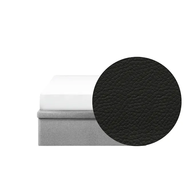 ESSENTIALS Single Storage Bed - Coal (Faux leather) - 1 - White mattress, gray mattress, black quilted pad, minimalist