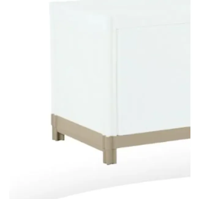 Flo 2-Door Low Storage Cabinet - Snow - 5 - White cabinet with minimalist design, beige base and legs, clean and modern