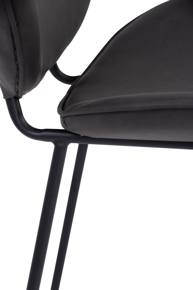 Ormer Dining Chair - Matt Black, Titanium (Faux Leather) - 7