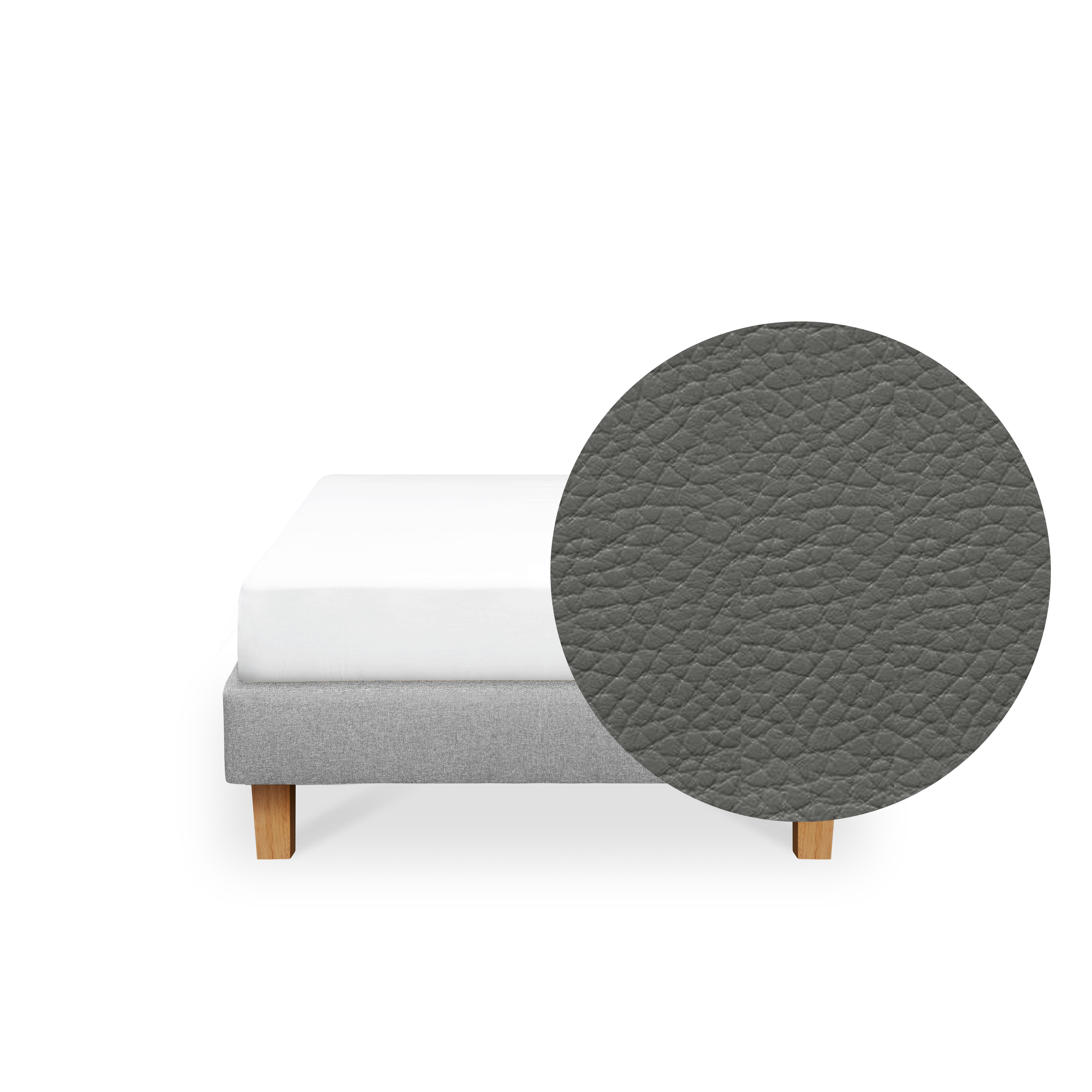 ESSENTIALS Single Divan Bed - Stone (Faux leather)