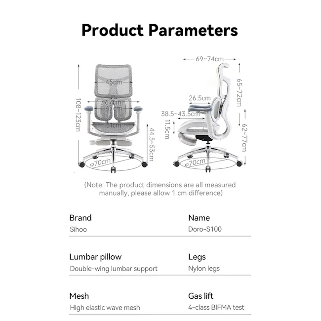 Sihoo Doro S100 Ergonomic Chair With Leg Rest - Black - 14