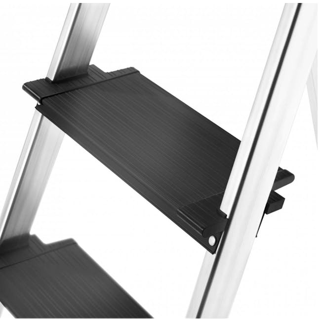 Hailo L100 Aluminium 8 Step Folding Ladder - 10 - Step ladder, metal step platform, black step platform, sleek step design