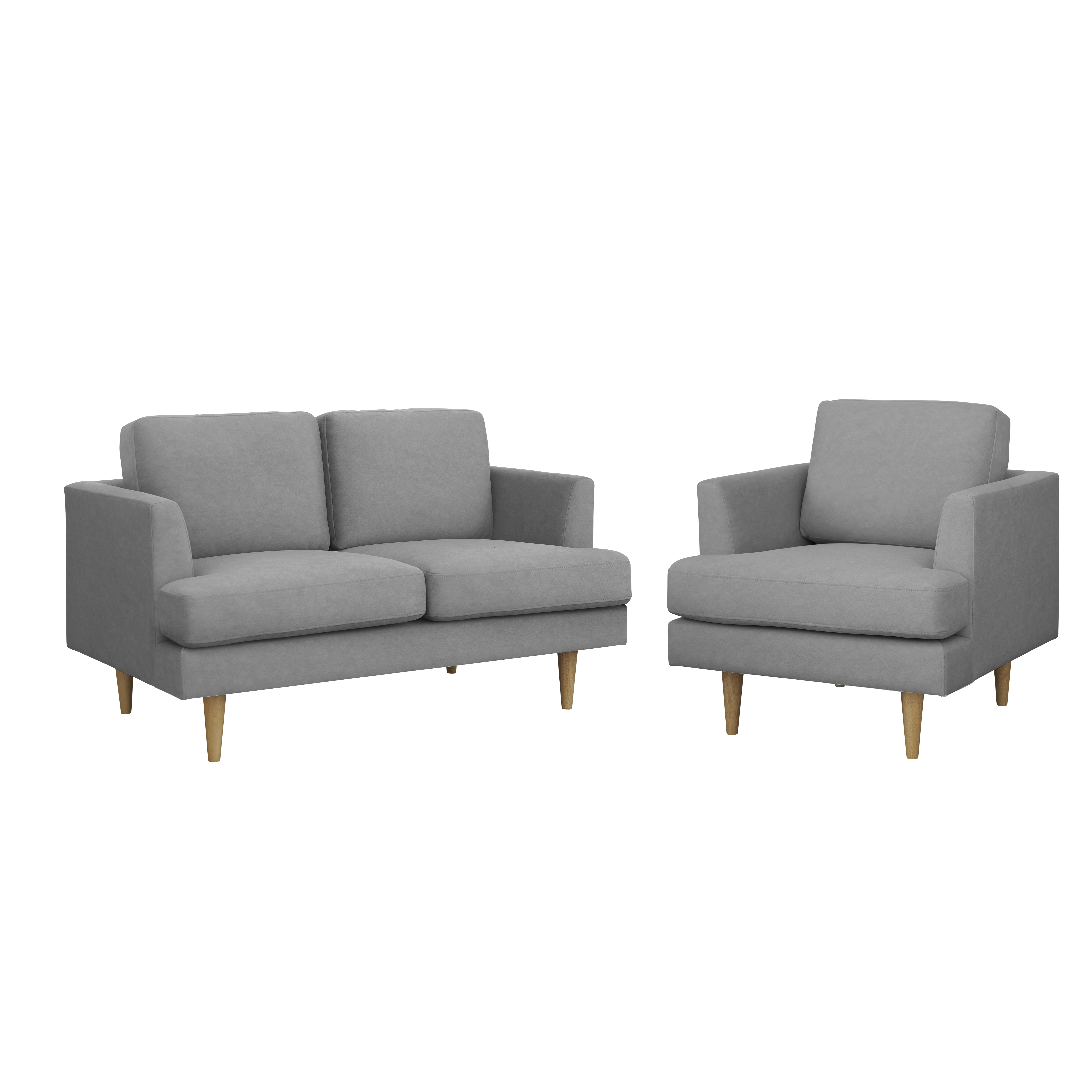 Soma 2 Seater Sofa with Soma Armchair - Grey (Scratch Resistant)