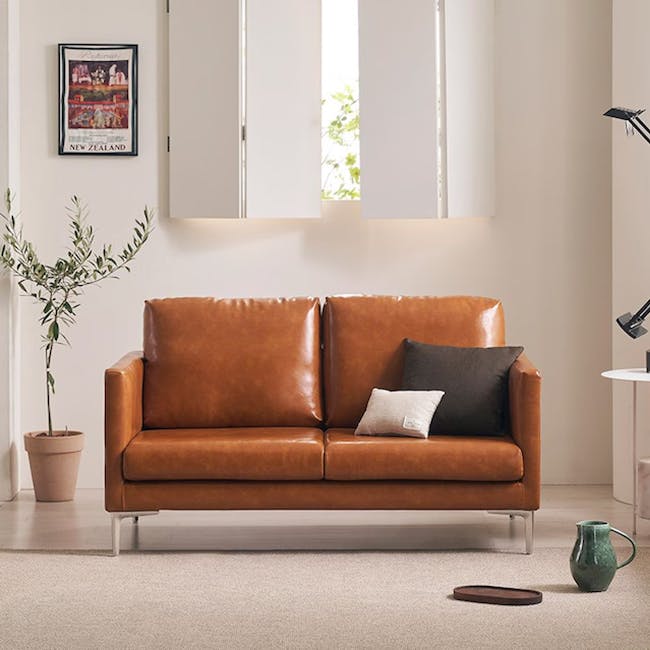 Leca 2 Seater Sofa - Camel (Faux Leather) - 2