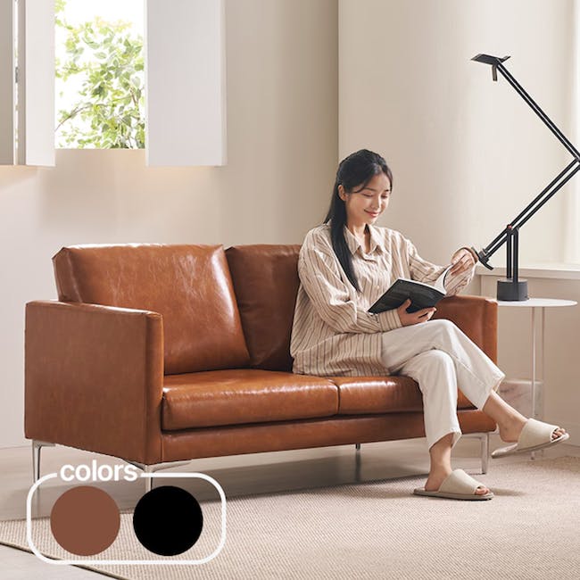 Leca 2 Seater Sofa - Camel (Faux Leather) - 3