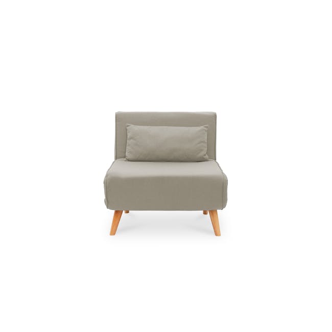 Noel Sofa Bed - Oatmeal - 1 - Modern minimalist sofa, neutral beige upholstery, wooden legs, simple design, cozy seating