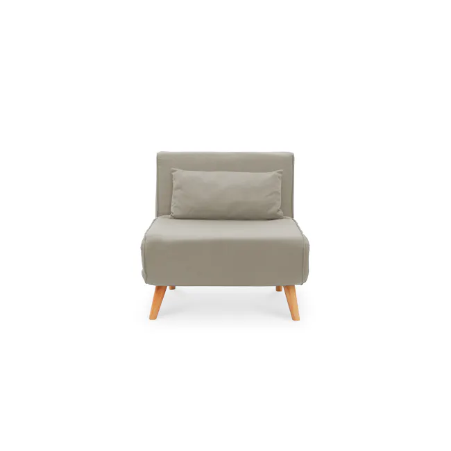 Noel Sofa Bed - Oatmeal - 1 - Modern minimalist sofa, neutral beige upholstery, wooden legs, simple design, cozy seating