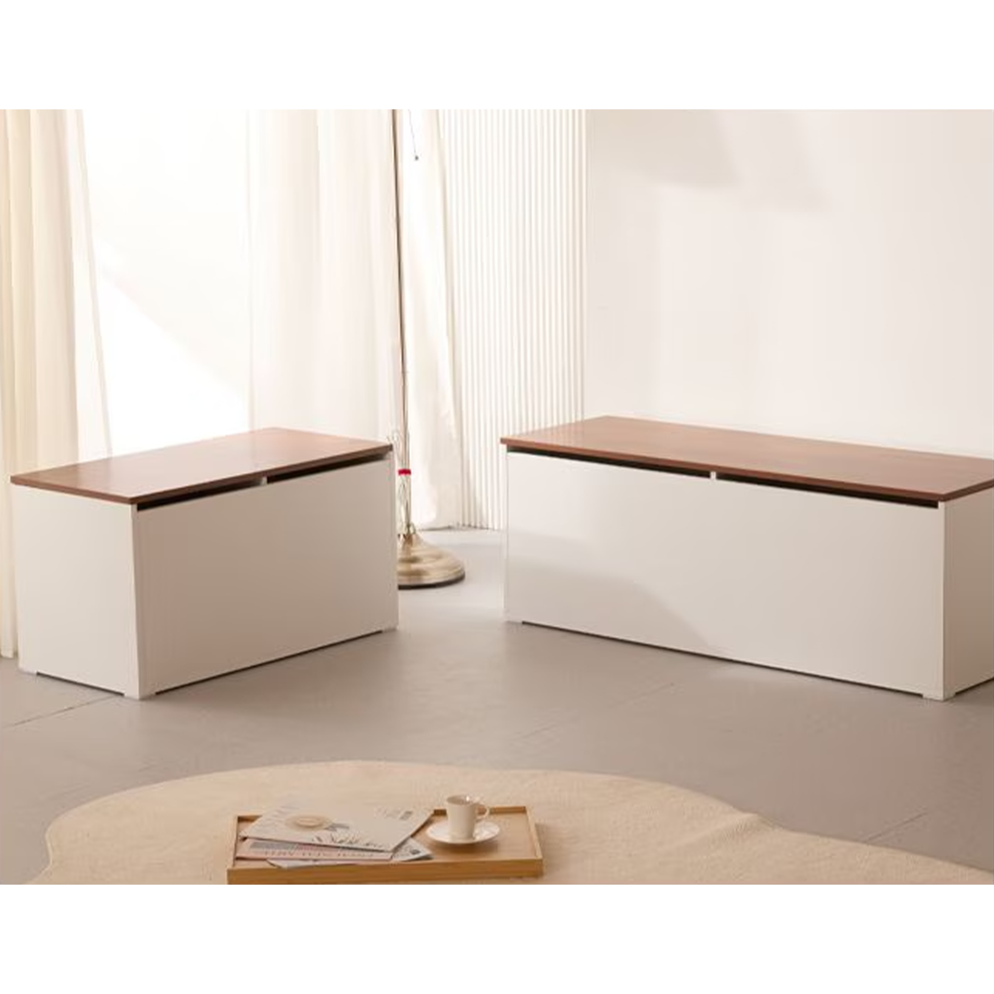 Benno Modular Storage Bench 0.8m - White Walnut, Benno by HipVan
