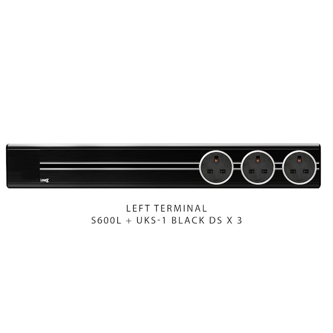 Line8 Power Track 600mm + 3 Adaptors Bundle - Black Hairline - 3 - Black and sleek design, Dual power outlets, UK-style plug