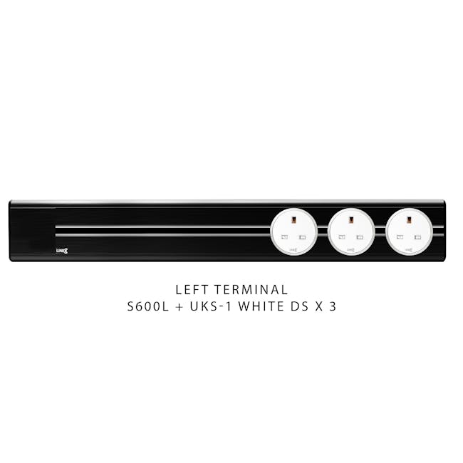 Line8 Power Track 600mm + 3 Adaptors Bundle - Black Hairline - 5 - Black rectangular device with sleek design, Three white