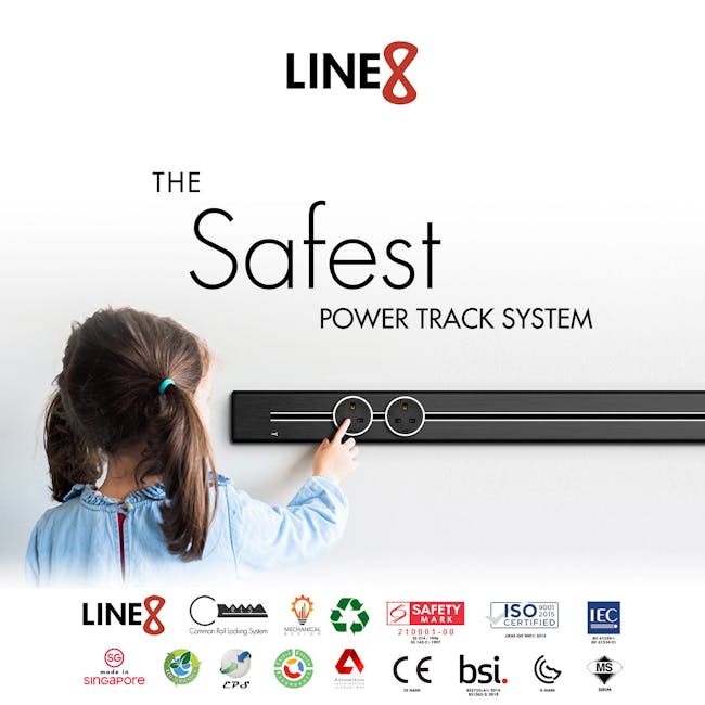 Line8 Power Track 600mm + 3 Adaptors Bundle - Black Hairline - 8 - Line 8's latest power track system, Safety and