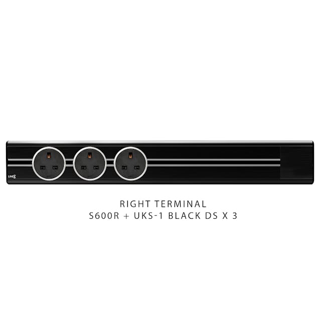 Line8 Power Track 600mm + 3 Adaptors Bundle - Black Hairline - 2 - Black Dual-Port Power Adapter, UKS-1 Dual-Port Power