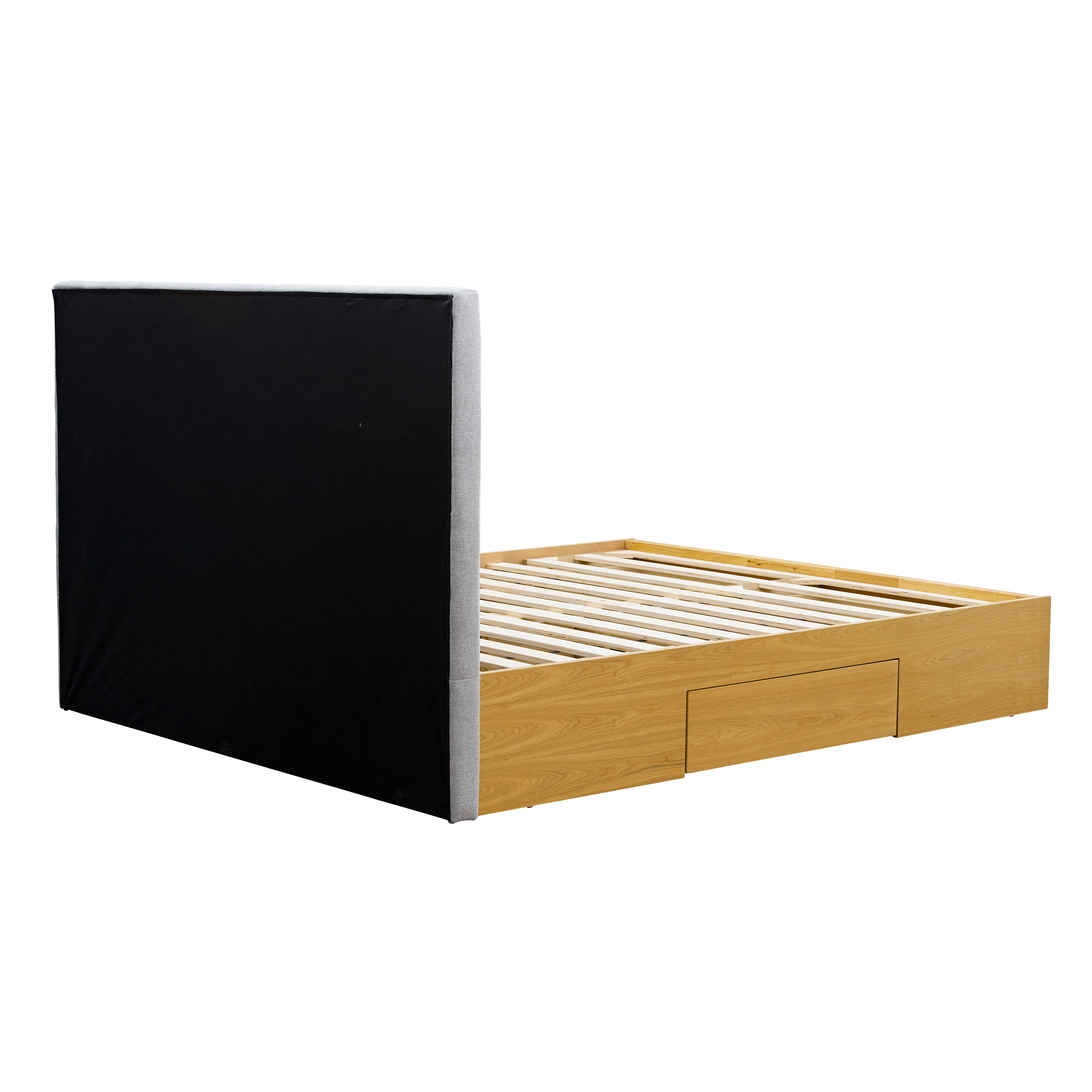 Zephyr 4 Drawer King Bed Oak, Platinum Grey, HV Atelier Beds & Bedroom Storage HipVan