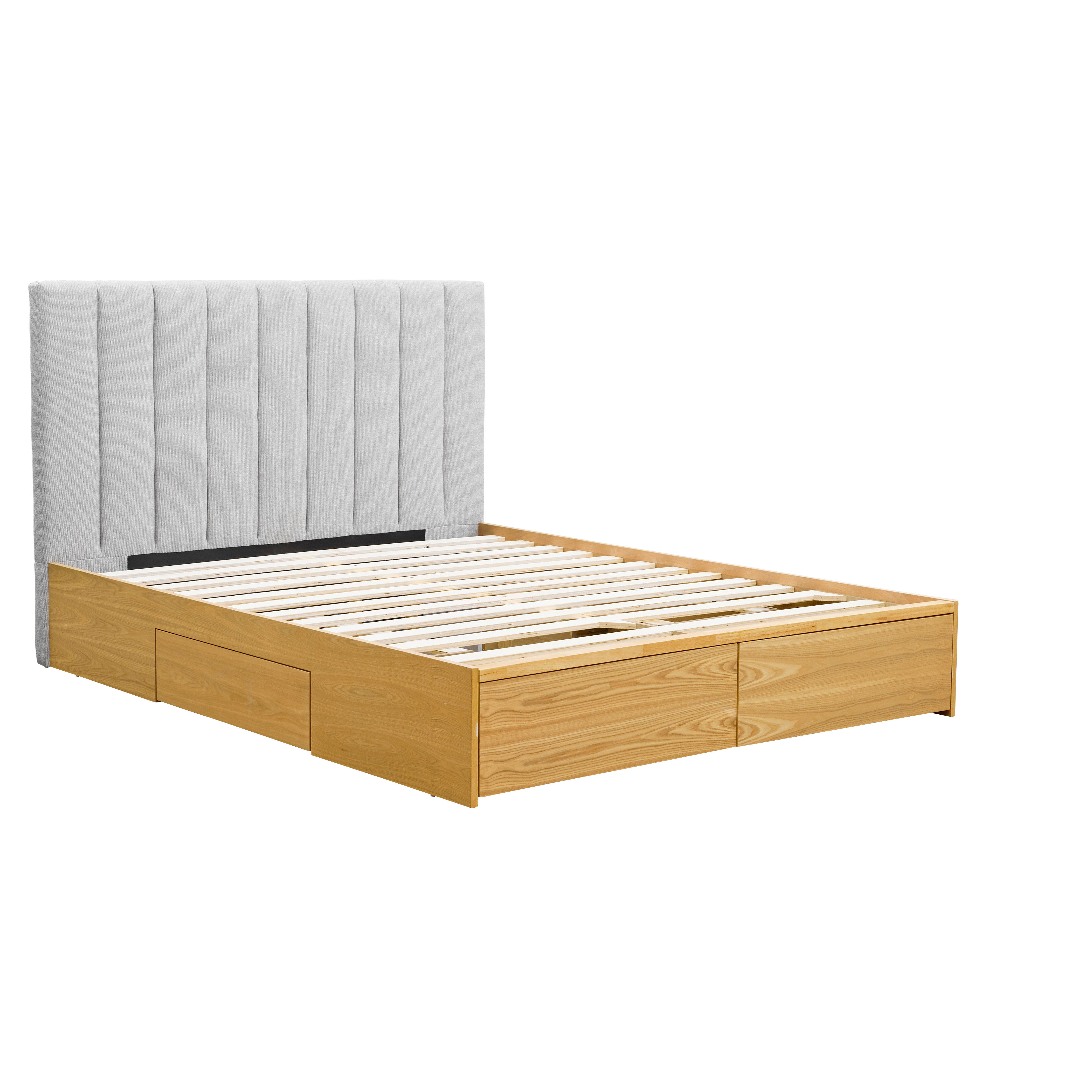 Zephyr 4 Drawer King Bed Oak, Platinum Grey, HV Atelier Beds & Bedroom Storage HipVan