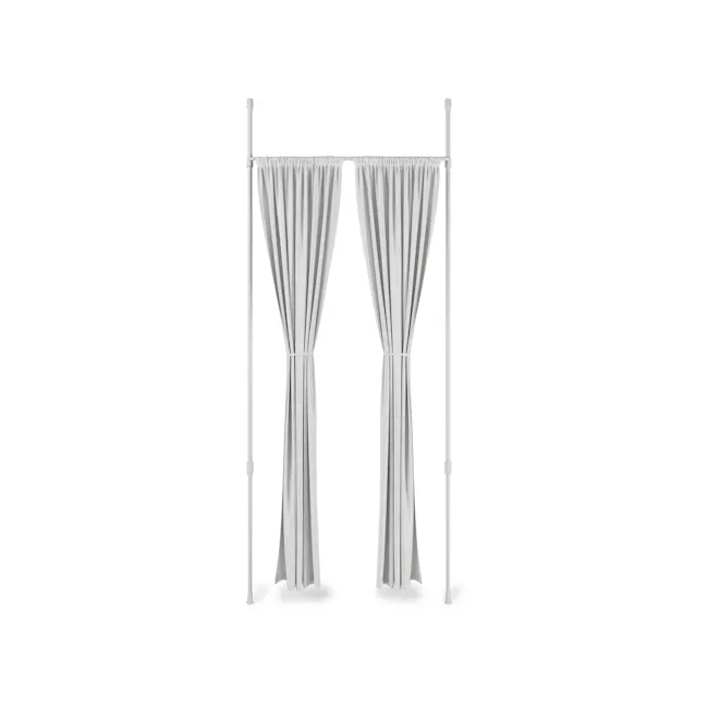 Anywhere Curtain Rod - White - 1 - White curtains with elegant pleats, minimalist design, vertical structure, soft drapery