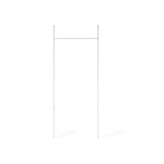 Anywhere Curtain Rod - White - 2 - White metal frame, minimalist design, clean lines, simple structure, vertical poles