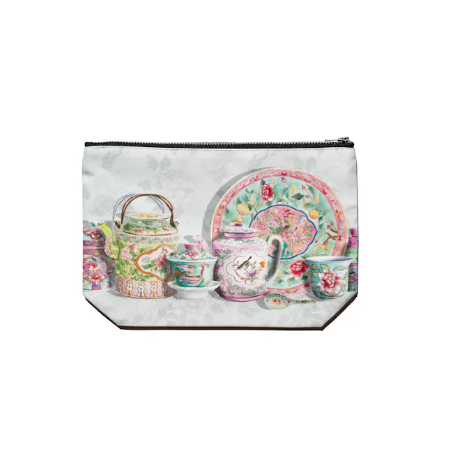 Singlapa Peranakan Teapots Pouch - 1 - vintage tea set, colorful teapot, floral teapot, ornate teapot, decorative teapot