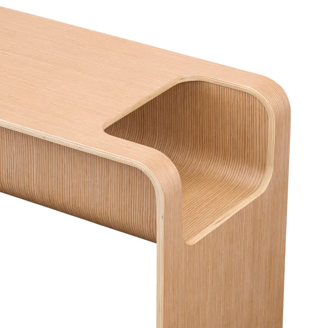 Jude Reversible Coffee / Side Table - Oak - 13 - Wooden table with smooth surface, natural wood grain, curved design
