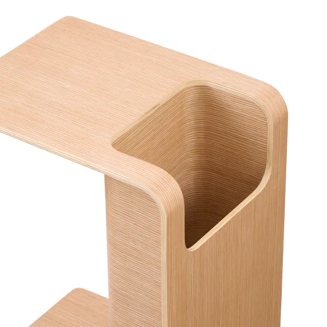 Jude Reversible Coffee / Side Table - Oak - 17 - Wooden table with smooth surface, curved design, natural wood grain