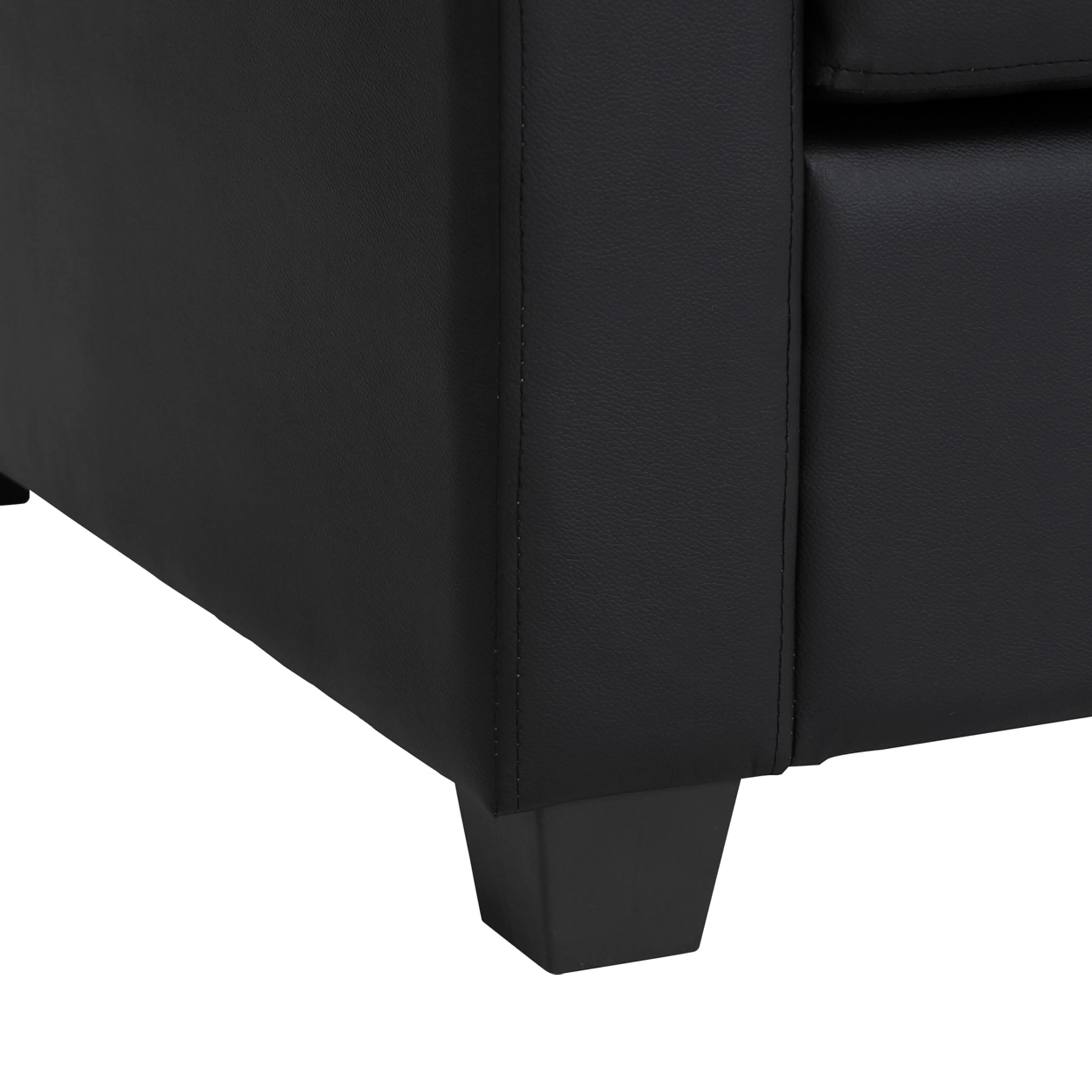 Baleno 3 Seater Sofa - Espresso (Faux Leather) - 9 - Black leather sofa, sleek design, minimalist style, modern furniture