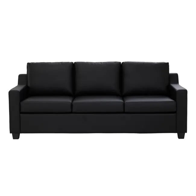 Baleno 3 Seater Sofa with Baleno Armchair - Espresso (Faux Leather) - 2 - Black leather sofa, minimalist design, modern