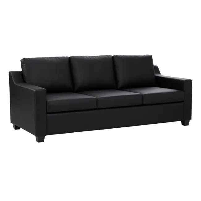 Baleno 3 Seater Sofa with Baleno Armchair - Espresso (Faux Leather) - 3 - Black leather sofa, sleek design, comfortable