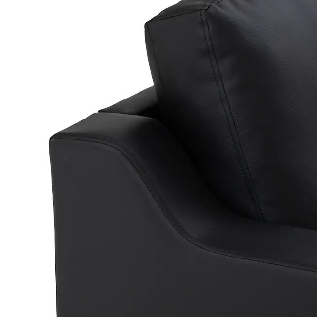 Baleno 3 Seater Sofa with Baleno Armchair - Espresso (Faux Leather) - 7 - Leather armchair, black leather upholstery, smooth