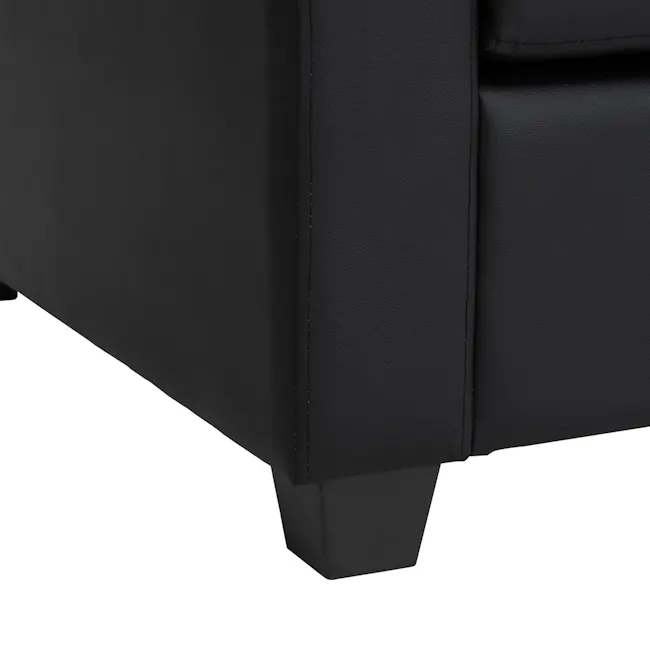 Baleno 3 Seater Sofa with Baleno Armchair - Espresso (Faux Leather) - 9 - Black leather sofa, sleek design, minimalist
