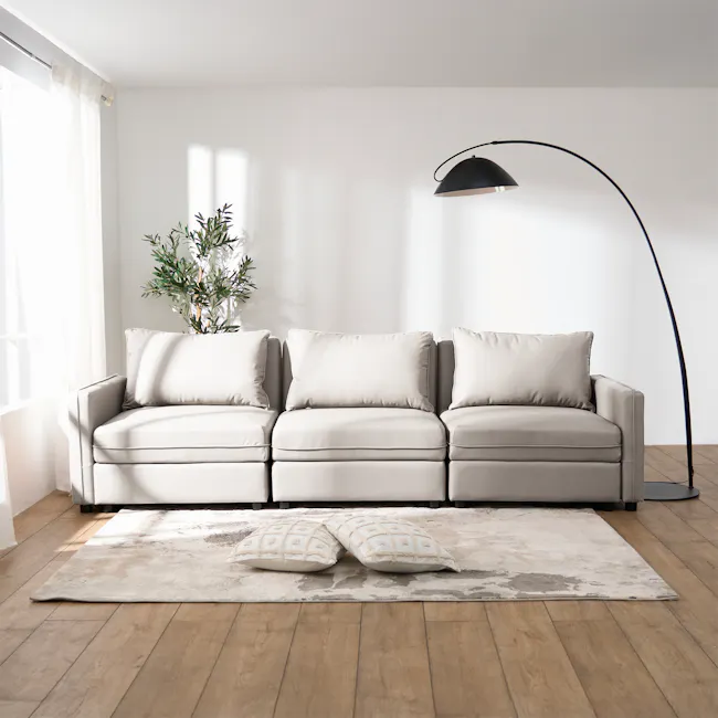 Cameron Corner Unit - Grey (Pet Friendly) - 16 - Modern minimalist living room, neutral color palette, large comfortable