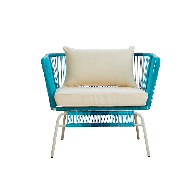 Beckett Outdoor Armchair - White, Blue - 3