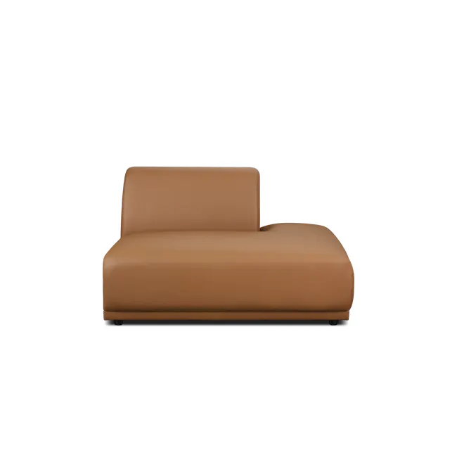 Milan 4 Seater Corner Extended Sofa - Caramel Tan (Faux Leather) - 38 - Brown leather sofa, modern design, comfortable