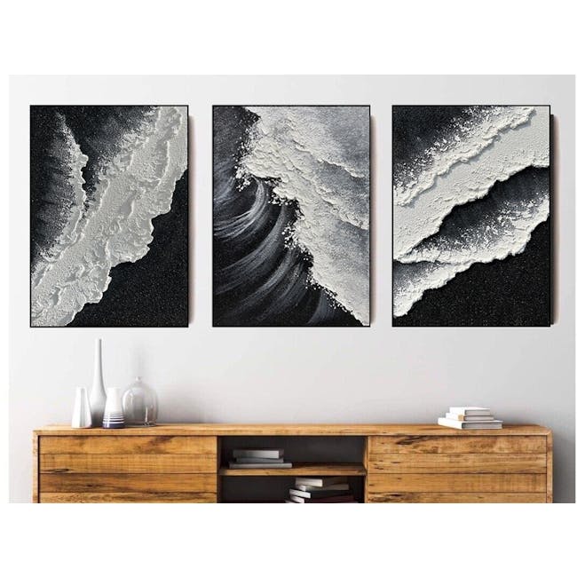 Black Sand Beach Textured Painting 50cm x 70cm - Waves III - 1