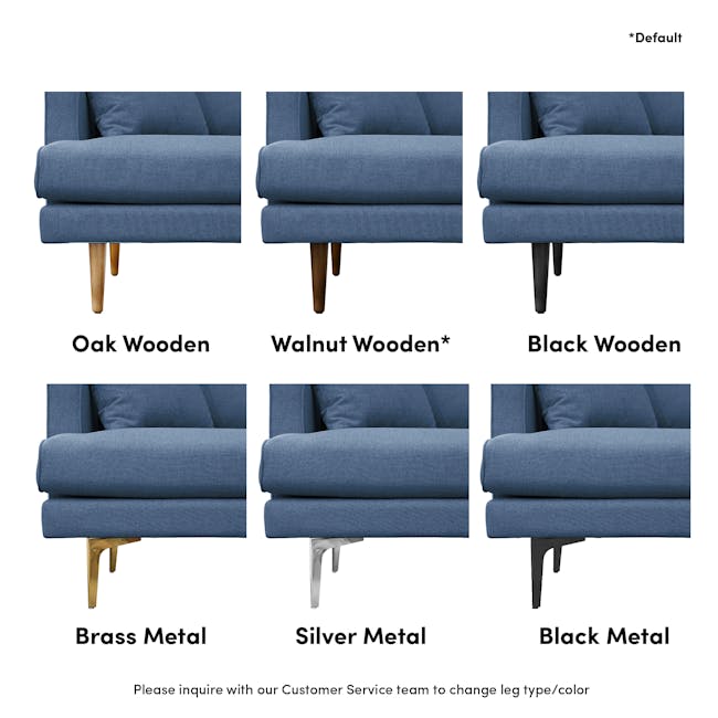 Declan 3 Seater Sofa - Walnut, Blue - 5