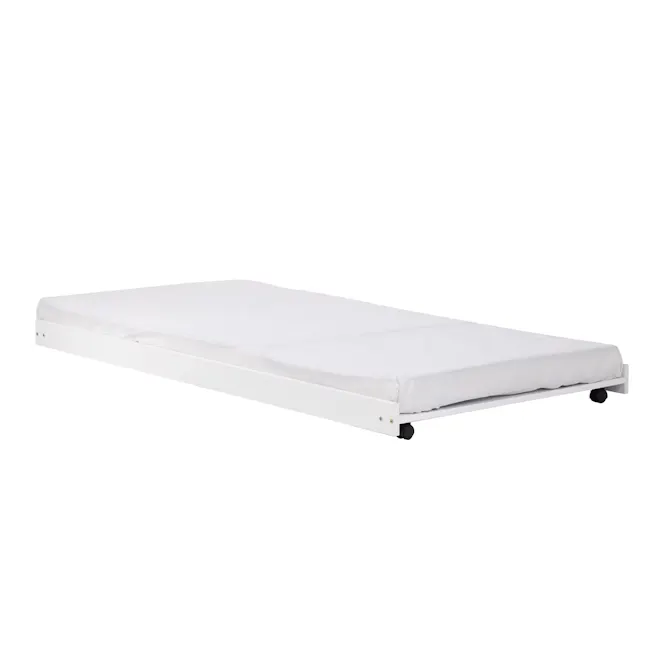 Barrett Single Trundle Bed - White - 2 - White bed frame, minimalist design, clean lines, modern aesthetic, adjustable