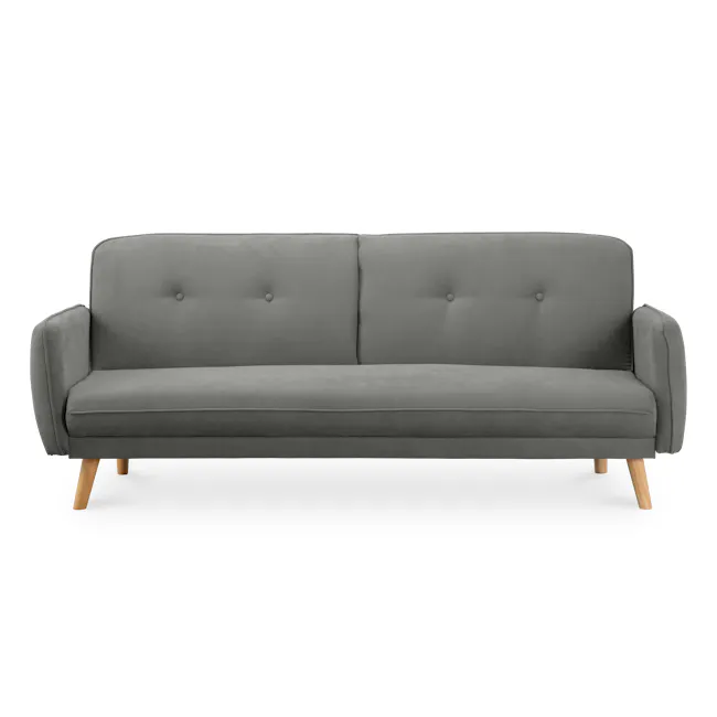 Emery 3 Seater Sofa Bed - Pigeon Grey - 1 - Grey upholstered sofa, wooden legs, minimalist design, soft fabric upholstery