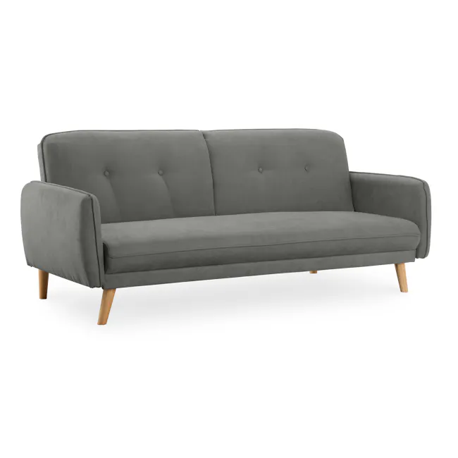 Emery 3 Seater Sofa Bed - Pigeon Grey - 8 - Grey upholstered sofa, modern design, wooden legs, minimalist style, comfortable