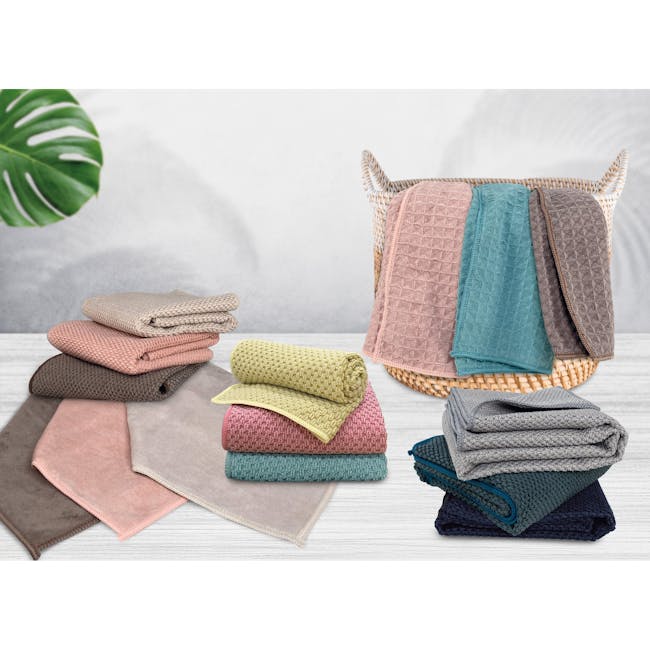 Milton Home Kitchen Microfiber Square Towel (3 Pieces) - Waffle - 2
