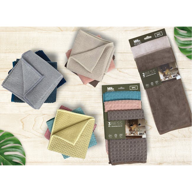 Milton Home Kitchen Microfiber Square Towel (3 Pieces) - Waffle - 4